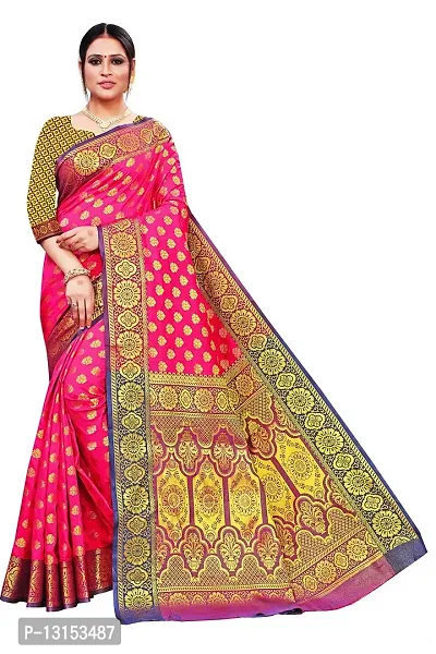 RK Fashions BANARSI SILK Full Jacquard Work Golden Zari used in Embroidery Saree With Unstitched Blouse