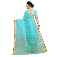 RK Fashions Sky Blue Women's Cotton Saree With Blouse Piece-thumb3