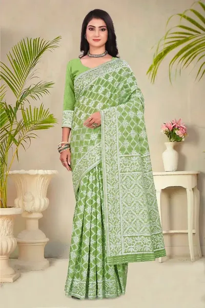 Attractive Cotton Saree with Blouse piece 