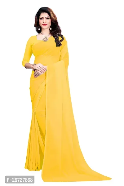 Stylish Georgette Yellow Sarees With Blouse Piece