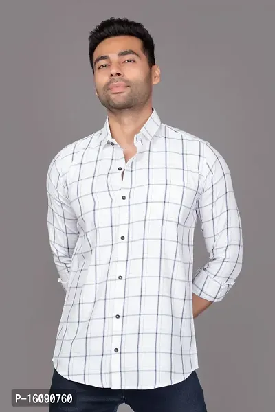 Men Slim Fit Checkered Slim Collar Casual Shirt