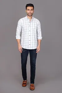 Men Slim Fit Checkered Slim Collar Casual Shirt-thumb3