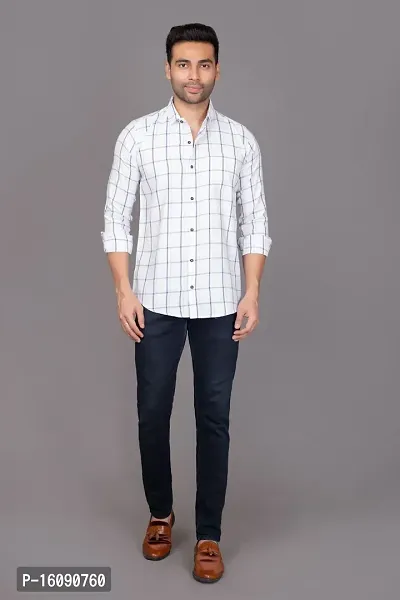 Men Slim Fit Checkered Slim Collar Casual Shirt-thumb4