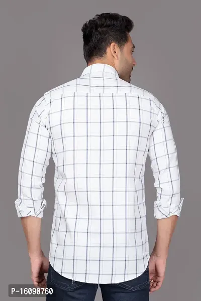 Men Slim Fit Checkered Slim Collar Casual Shirt-thumb3