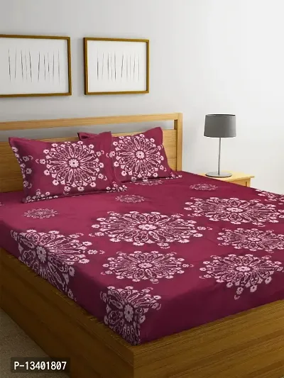 Classic Cotton Printed Double Bedsheet with Pillow Cover-thumb0