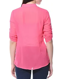 Aditii's Mantra Fashionable Women's Poly Georgette Pink Shirt with Side Pleats-thumb2