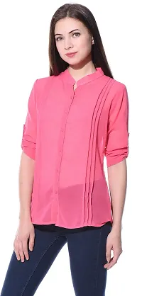 Aditii's Mantra Pleated Poly Georgette Women Shirt-thumb1