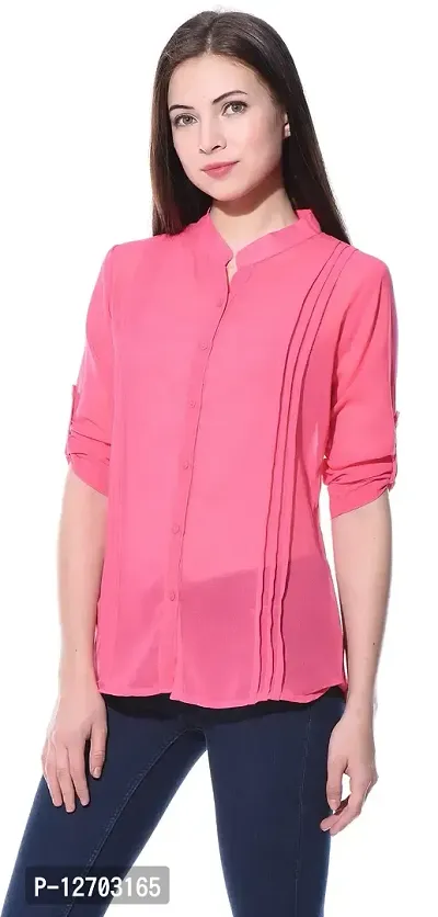 Aditii's Mantra Pleated Poly Georgette Women Shirt-thumb2