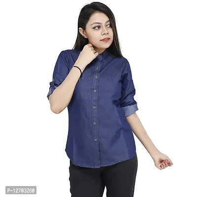 Aditii's Mantra Fashionable Women's Denim Shirt Blue