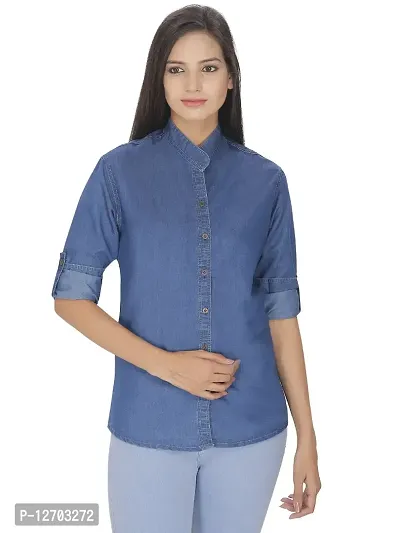 Aditii's Mantra Blue Denim Women Shirt