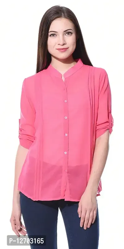 Aditii's Mantra Pleated Poly Georgette Women Shirt