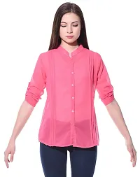 Aditii's Mantra Pleated Poly Georgette Women Shirt-thumb3