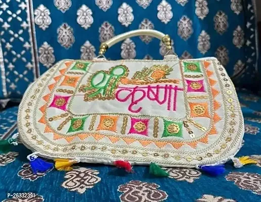 Stylish Multicoloured Fabric Embroidered Handbags For Women