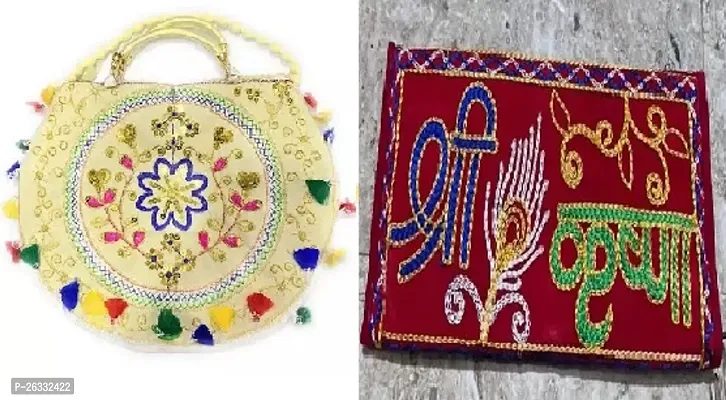 Stylish Multicoloured Fabric Embroidered Handbags For Women Pack Of 2