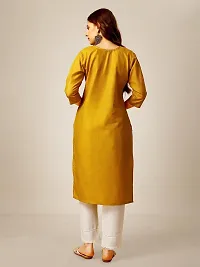 ARADHNA Women's Cotton Blend Embroidered Straight Kurti Pant (X-Large, Yellow)-thumb1