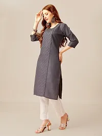 ARADHNA Women's Cotton Blend Embroidered Straight Kurti Pant (Medium, Grey)-thumb2