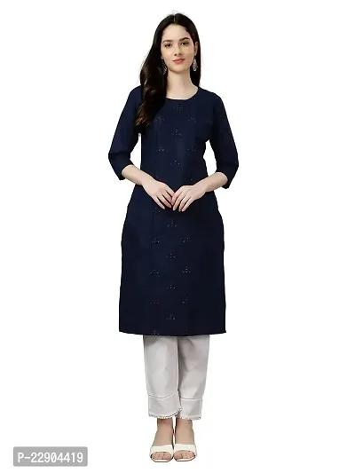 ARADHNA Women's Solid Cotton Straight Stitched Comfortable and Stylish Kurtis, Suitable (1002-0002)