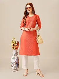 ARADHNA Women's Cotton Blend Embroidered Straight Kurti Pant (XX-Large, Coral)-thumb4