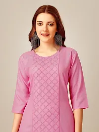 ARADHNA Women's Cotton Blend Embroidered Straight Kurti Pant (Large, Pink)-thumb3