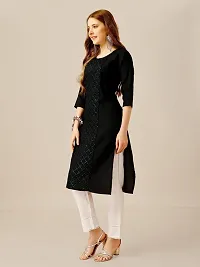 ARADHNA Women's Cotton Blend Embroidered Straight Kurti Pant (XX-Large, Black)-thumb2