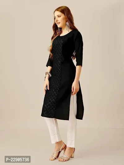 ARADHNA Women's Cotton Blend Embroidered Straight Kurti Pant (XX-Large, Black)-thumb3