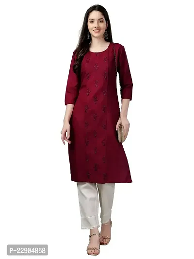 ARADHNA Women's Solid Cotton Straight Stitched Comfortable and Stylish Kurtis, Suitable (1004-0004)-thumb0