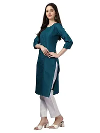 ARADHNA Women's Solid Cotton Straight Stitched Comfortable and Stylish Kurtis-thumb3