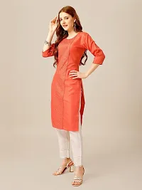 ARADHNA Women's Cotton Blend Embroidered Straight Kurti Pant (XX-Large, Coral)-thumb2