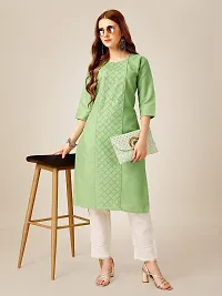 ARADHNA Women's Cotton Blend Embroidered Straight Kurti Pant (XX-Large, Lime)-thumb4