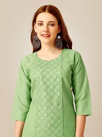 ARADHNA Women's Cotton Blend Embroidered Straight Kurti Pant (XX-Large, Lime)-thumb3