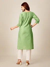 ARADHNA Women's Cotton Blend Embroidered Straight Kurti Pant (XX-Large, Lime)-thumb1