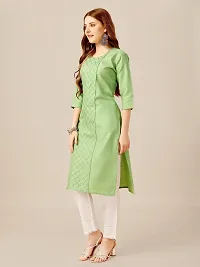 ARADHNA Women's Cotton Blend Embroidered Straight Kurti Pant (XX-Large, Lime)-thumb2