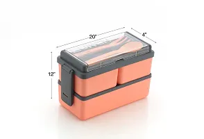 Stylish Lid Bpa Free, Air Tight,Easy To Carry In Bagpack Ideal For Office, School And Oudoor Double Lunch Box-thumb1