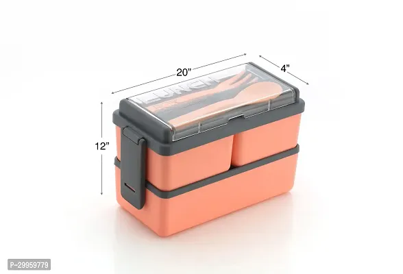 Stylish Lid Bpa Free, Air Tight,Easy To Carry In Bagpack Ideal For Office, School And Oudoor Double Lunch Box-thumb2