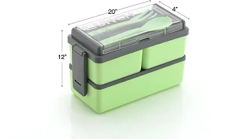 Stylish Lid Bpa Free, Air Tight,Easy To Carry In Bagpack Ideal For Office, School And Oudoor Double Lunch Box-thumb1