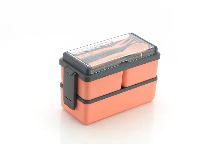 Shree Ram Doot 3-in-1 Compartment Lunch Box for Adults, Microwave Safe Lunch Boxes (Pack of 1, Orange) (Orange)