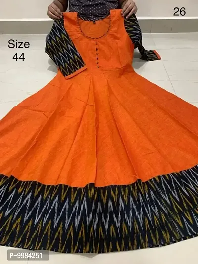 Fabulous Orange Printed Cotton Kurta For Women-thumb0