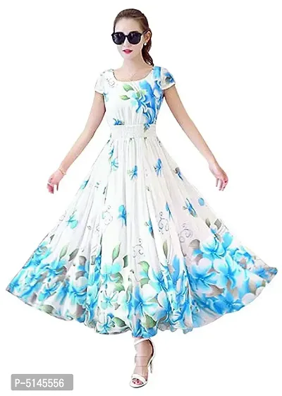 Stylish Faux Georgette Floral Printed Gown For Women-thumb0