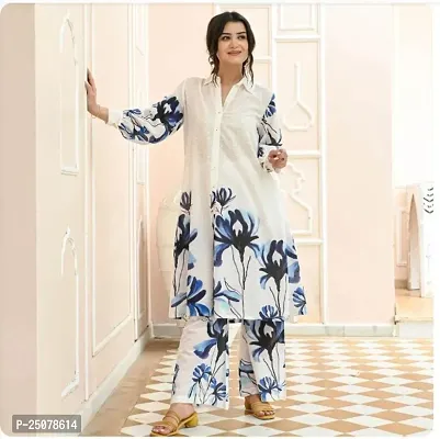 Stylish Faux Georgette Printed Kurta Bottom Set For Women-thumb0