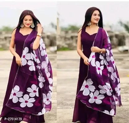 Fancy Georgette Gown With Dupatta For Women-thumb4