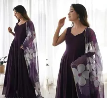 Fancy Georgette Gown With Dupatta For Women-thumb1