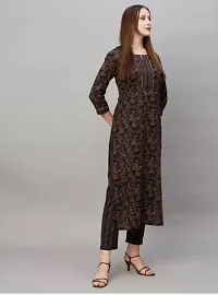 Fancy Brown Cotton Blend Printed Kurta Pant Set For Women-thumb3