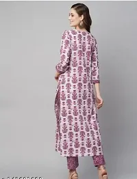 Fancy Purple Cotton Blend Printed Kurta Pant Set For Women-thumb1