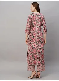 Fancy Beige Cotton Blend Printed Kurta Pant Set For Women-thumb2
