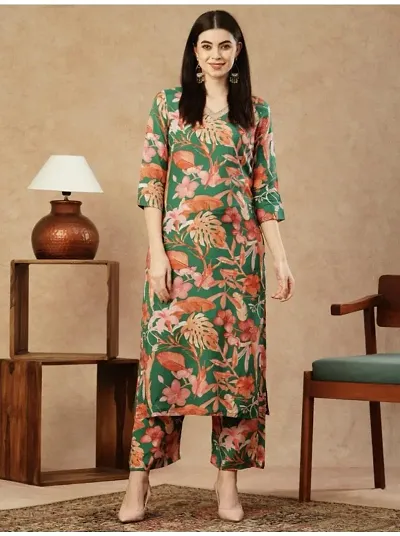 Fancy Cotton Blend Floral Printed Kurta Bottom Set