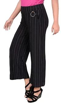 Babymart Designer Strped Trouser Ankle Pant/Jeggings with Beautiful Cross Pocket Designed with Best Comfort Casual/Formal wear. Black-thumb2