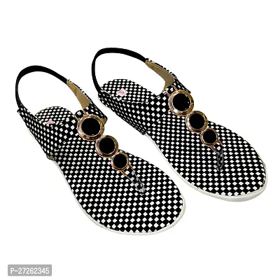 Check Women Sandal For Girls  - Black  White-thumb0