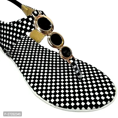 Check Women Sandal For Girls  - Black  White-thumb4