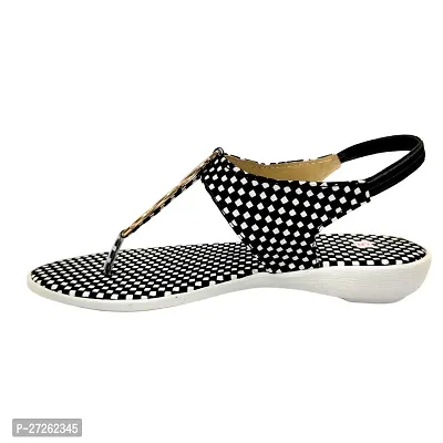 Check Women Sandal For Girls  - Black  White-thumb5