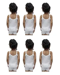 Neeba White Sleeveless Regular Fit Cotton Printed Slips/Vest Innerwear/Camisoles for Kids/Girls Pack of 6-thumb1